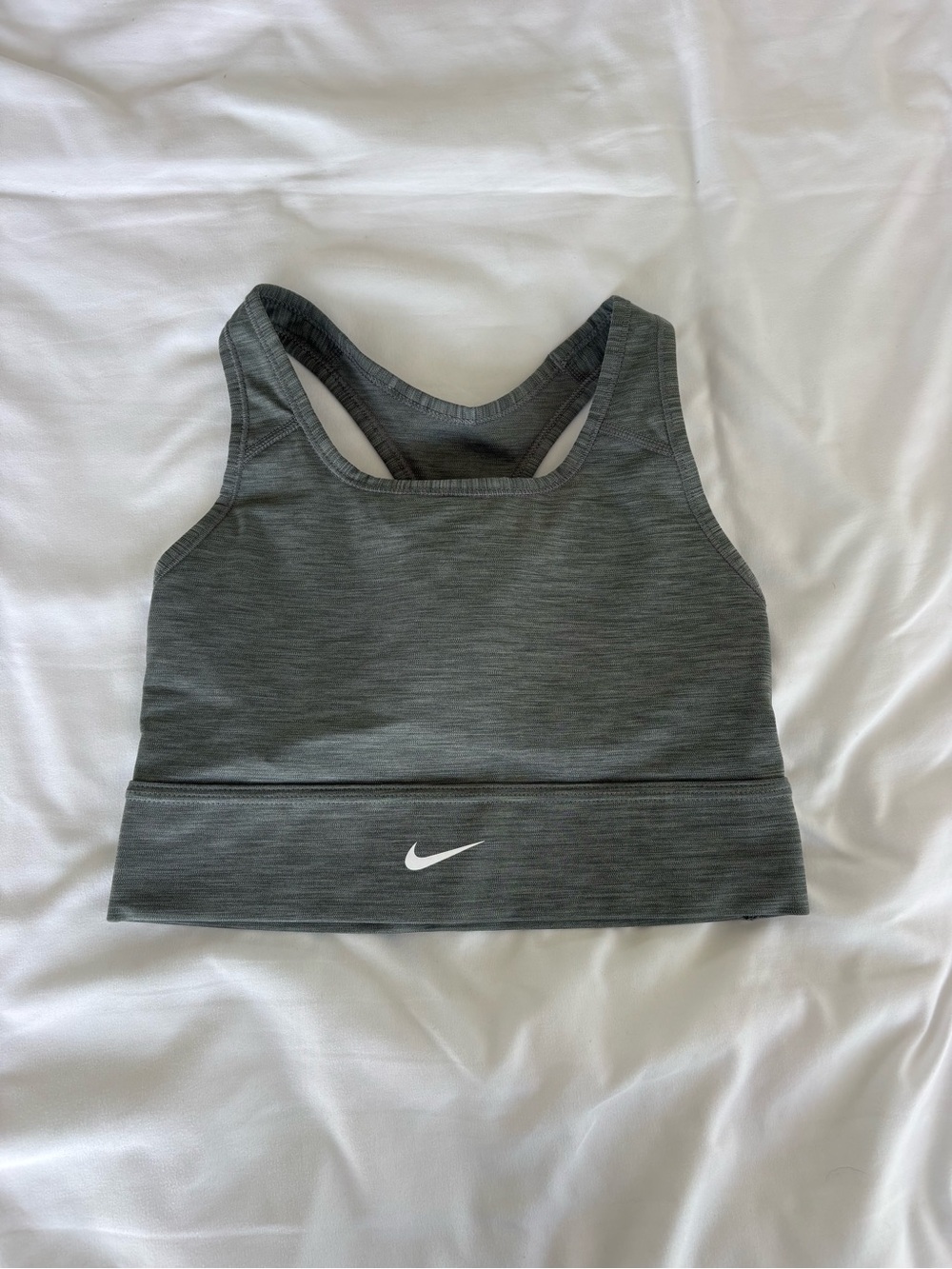 NIKE Grey Racerback Sports Bra with White Swoosh